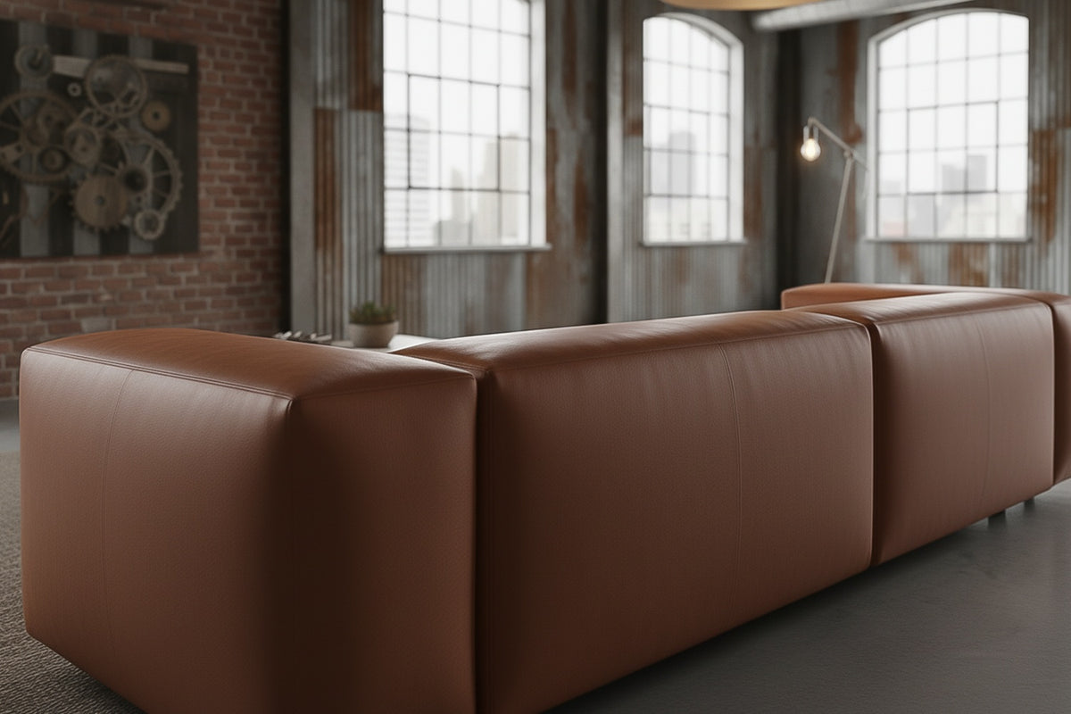 KAWOLA Sofa CELESTE 4-Sitzer Lederfaserstoff cognac