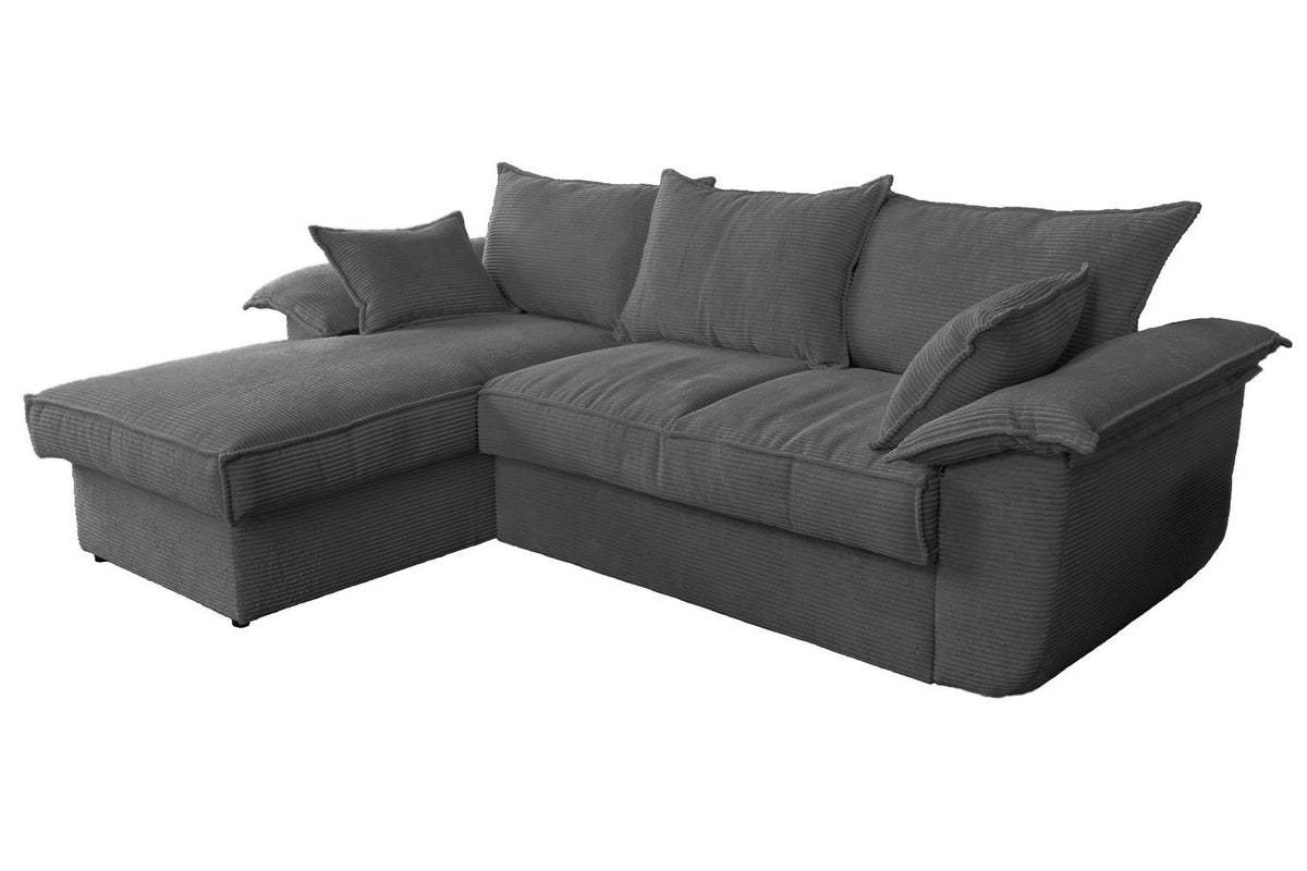 KAWOLA Sofa DAMETO Ecksofa Bettsofa Schlafsofa mit Stauraum Cord grau