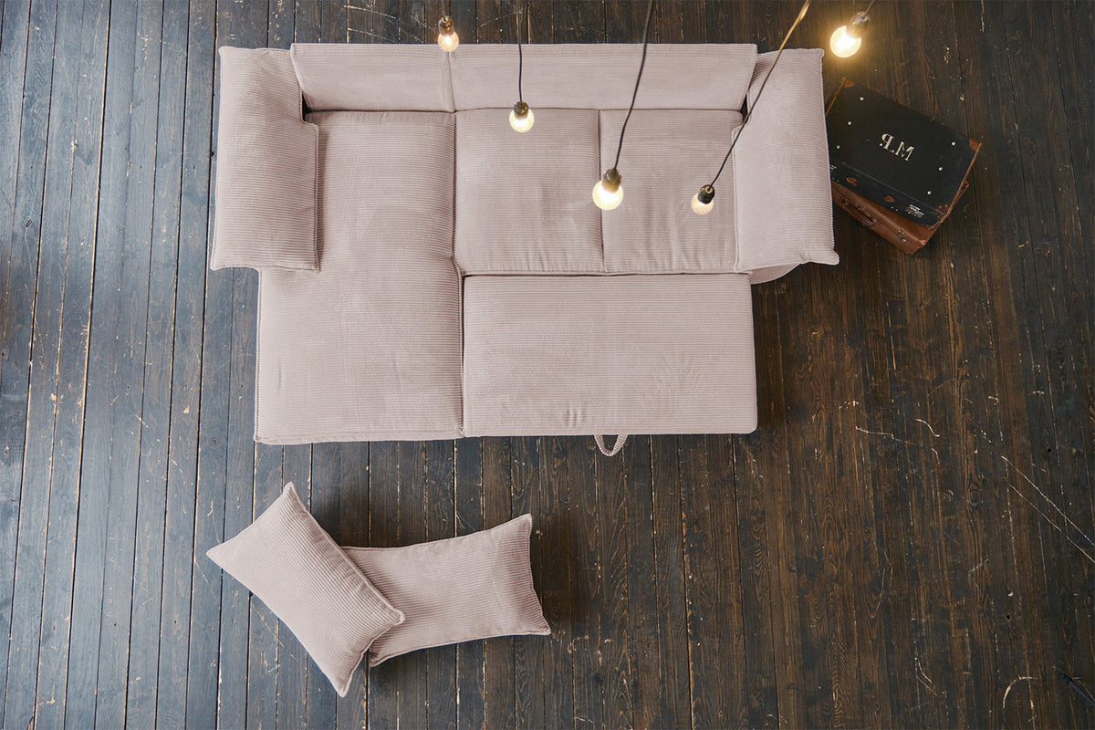 KAWOLA Sofa DAMETO Ecksofa Bettsofa Schlafsofa mit Stauraum Cord rosa