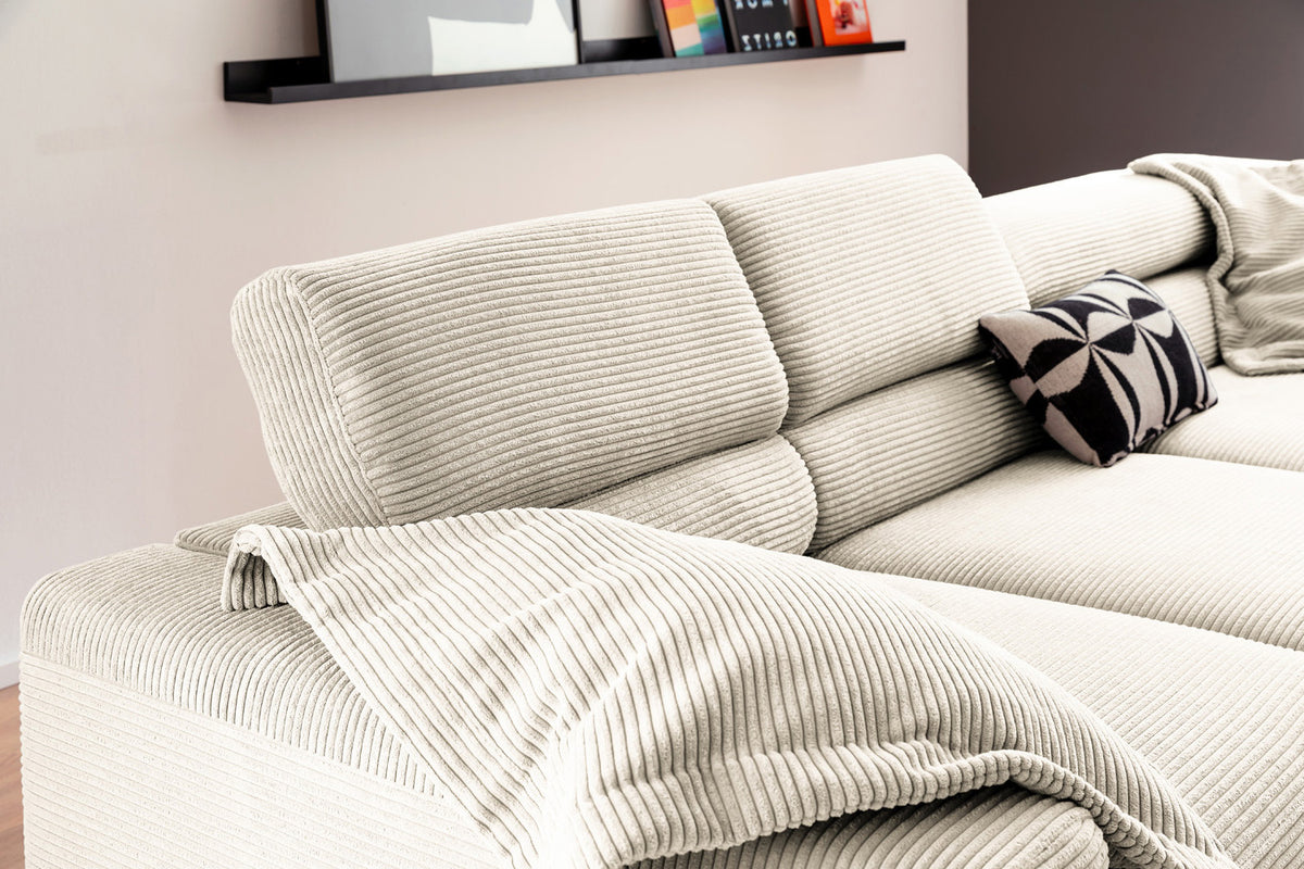 KAWOLA Sofa DELIA Ecksofa Cord cremeweiß