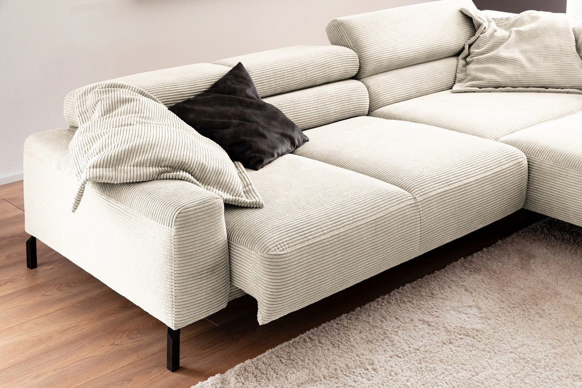 KAWOLA Sofa DELIA Ecksofa Cord cremeweiß