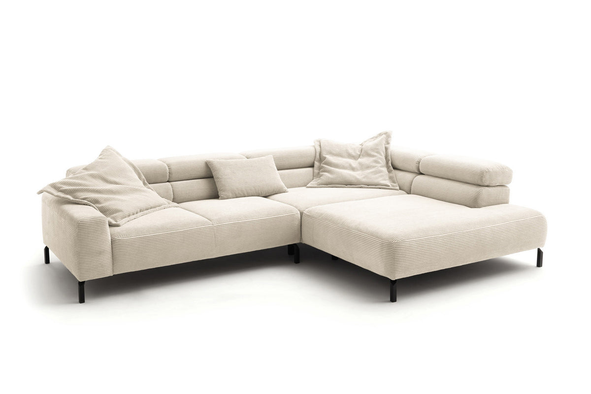 KAWOLA Sofa DELIA Ecksofa Cord cremeweiß
