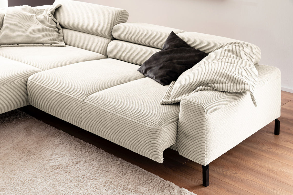 KAWOLA Sofa DELIA Ecksofa Cord cremeweiß