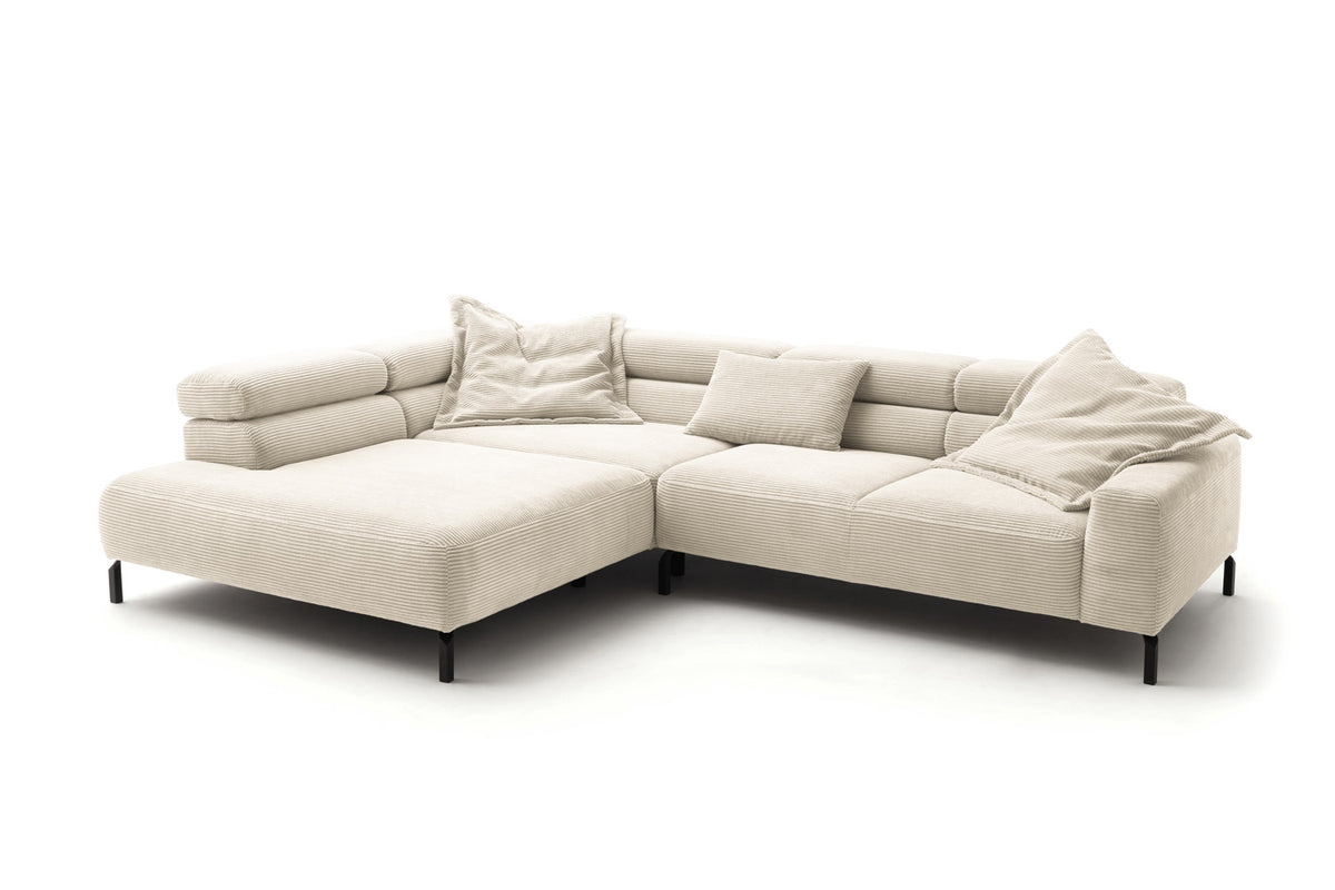 KAWOLA Sofa DELIA Ecksofa Cord cremeweiß
