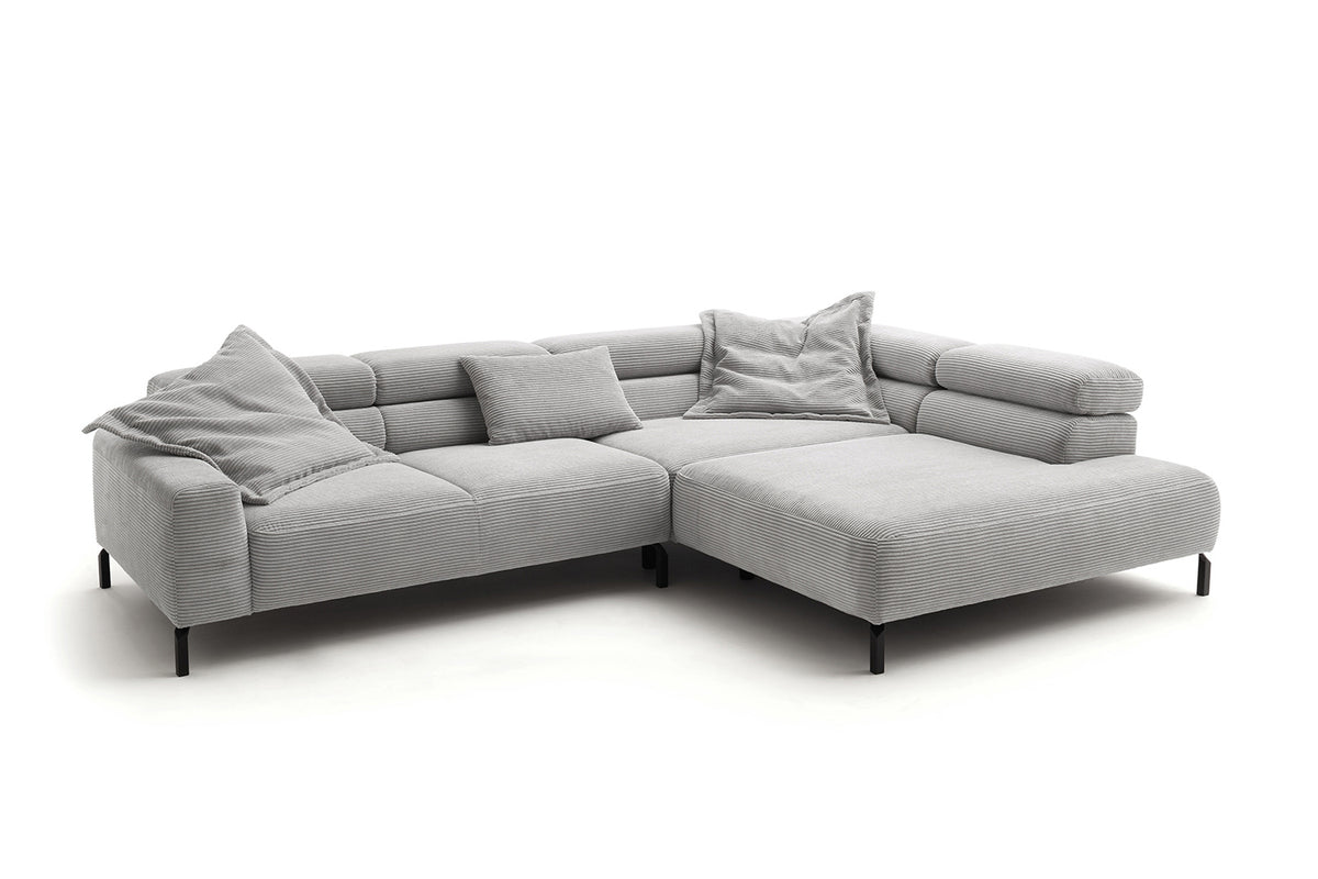 KAWOLA Sofa DELIA Ecksofa Cord hellgrau