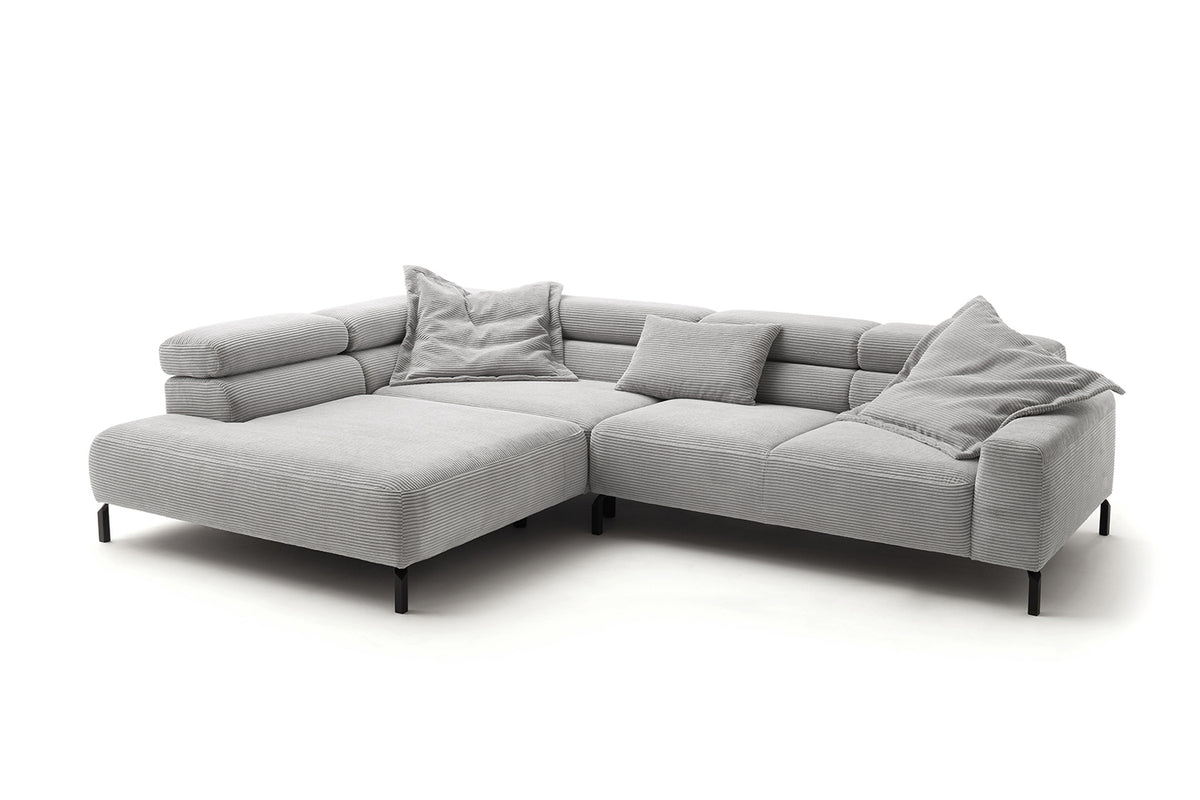 KAWOLA Sofa DELIA Ecksofa Cord hellgrau