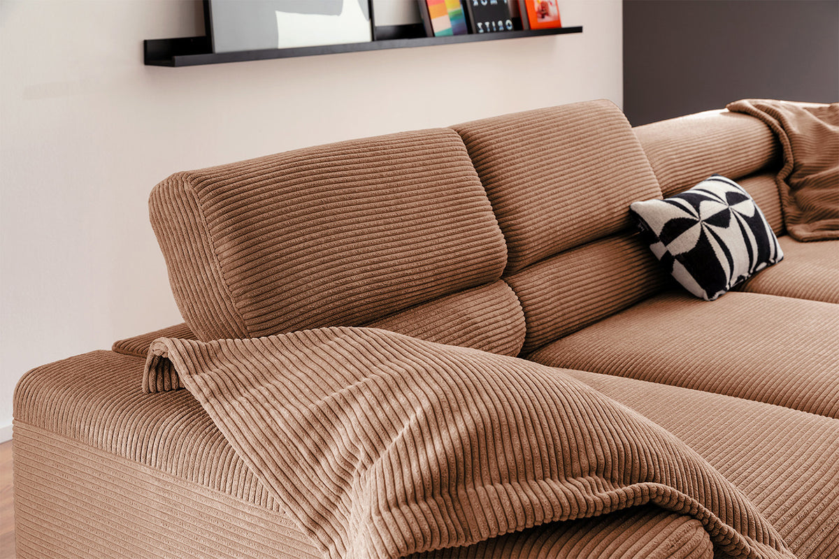 KAWOLA Sofa DELIA Ecksofa Cord rost
