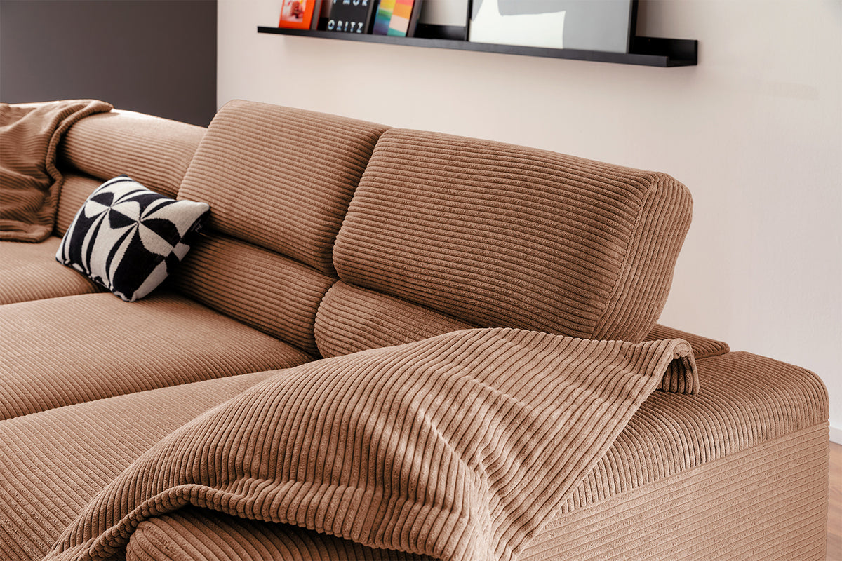 KAWOLA Sofa DELIA Ecksofa Cord rost