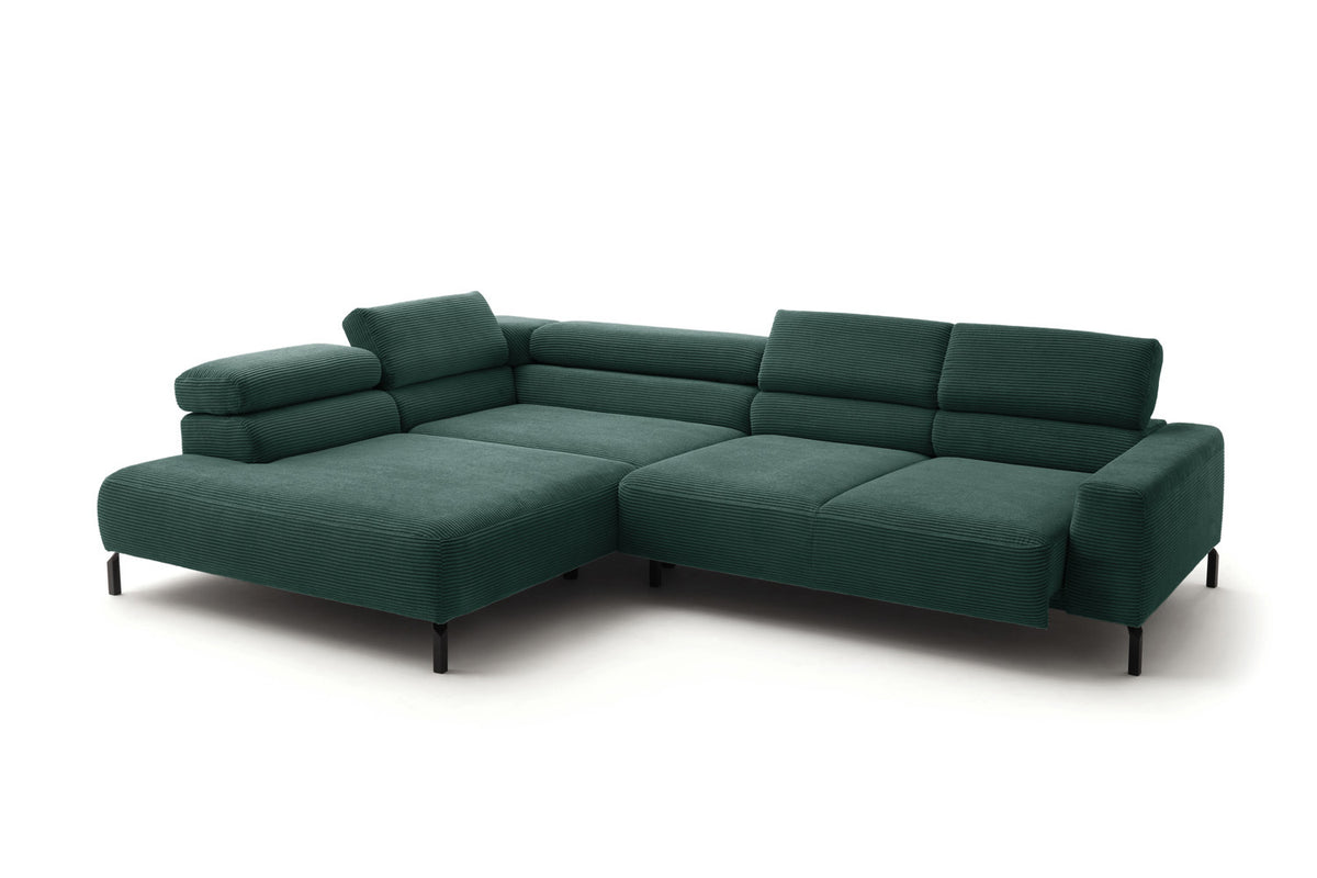 KAWOLA Sofa DELIA Ecksofa Cord smaragd