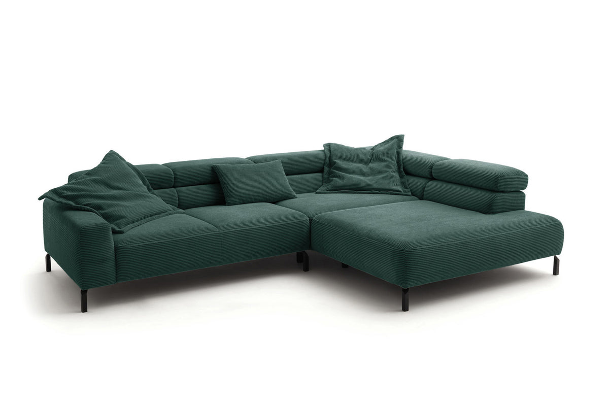 KAWOLA Sofa DELIA Ecksofa Cord smaragd