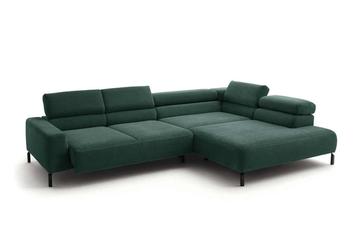 KAWOLA Sofa DELIA Ecksofa Cord smaragd