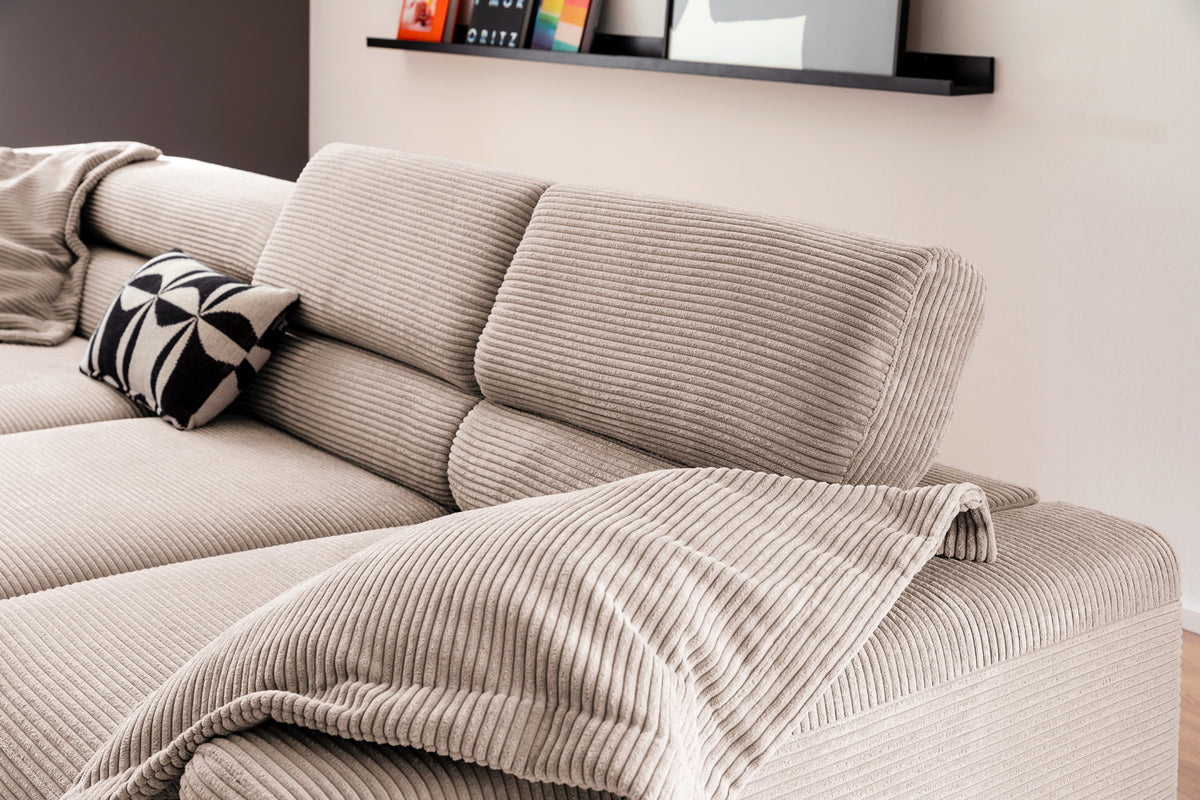KAWOLA Sofa DELIA Ecksofa Cord taupe