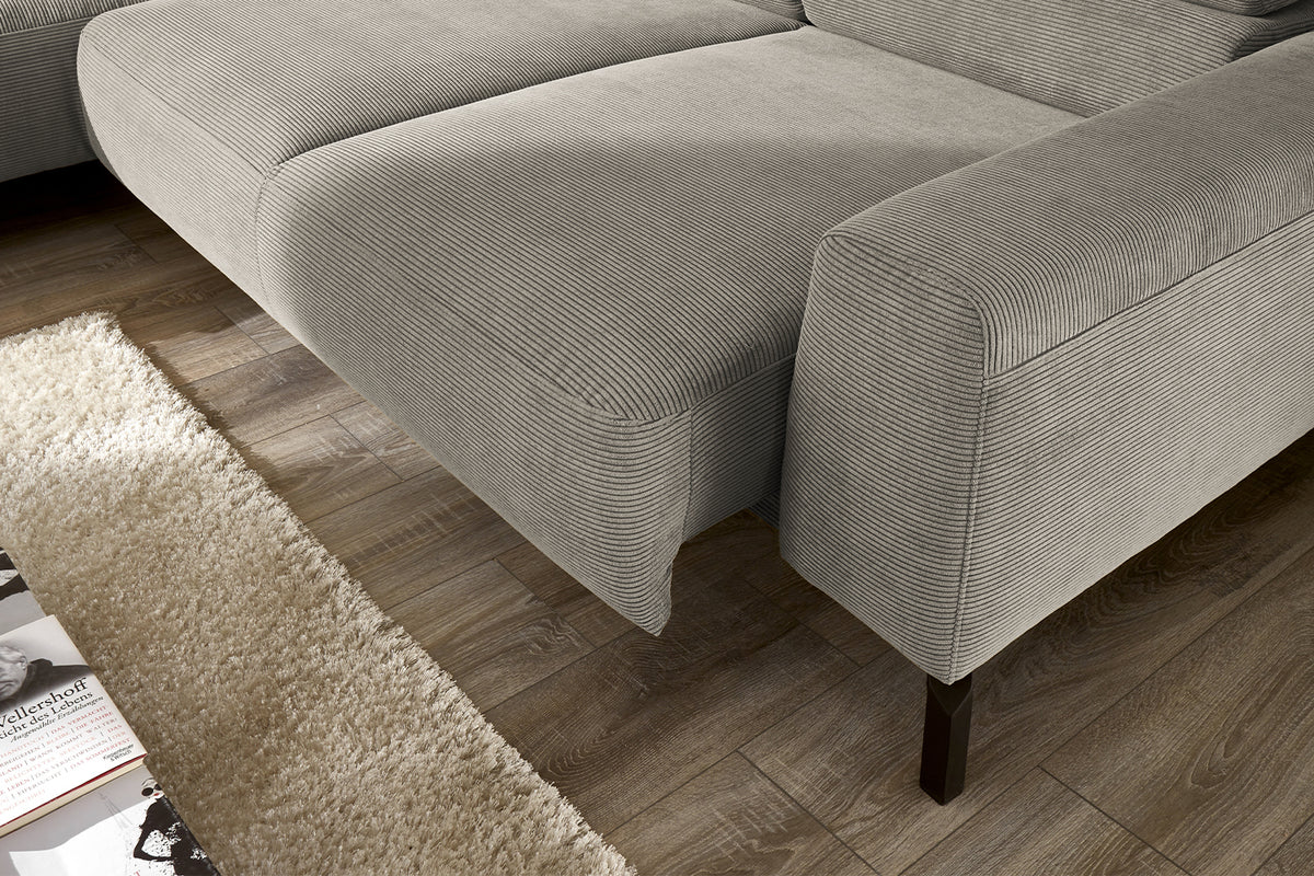 KAWOLA Sofa DELIA Ecksofa Feincord grau