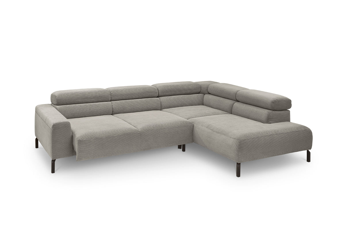 KAWOLA Sofa DELIA Ecksofa Feincord grau
