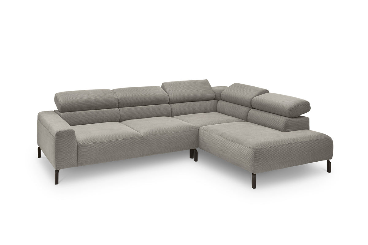 KAWOLA Sofa DELIA Ecksofa Feincord grau