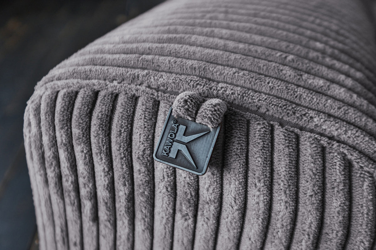 KAWOLA Sofa FINN 3-Sitzer mit Relaxfunktion Cord grau