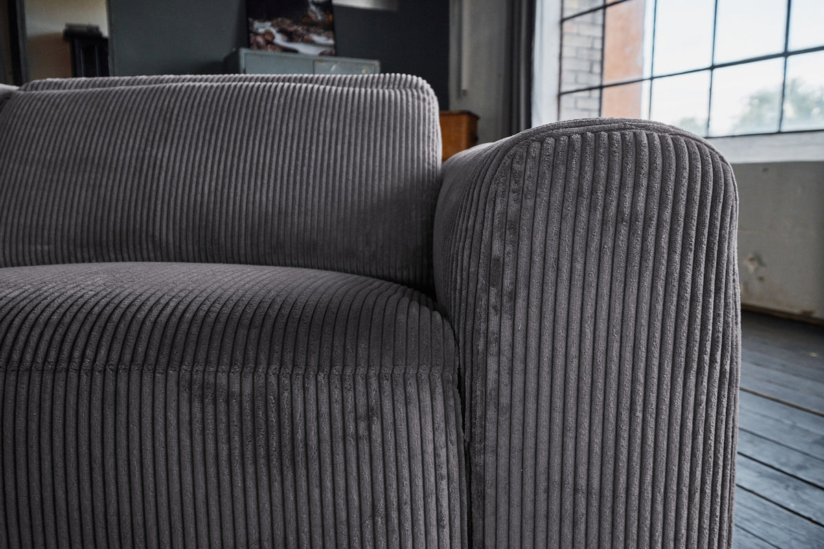 KAWOLA Sofa FINN 3-Sitzer mit Relaxfunktion Cord grau