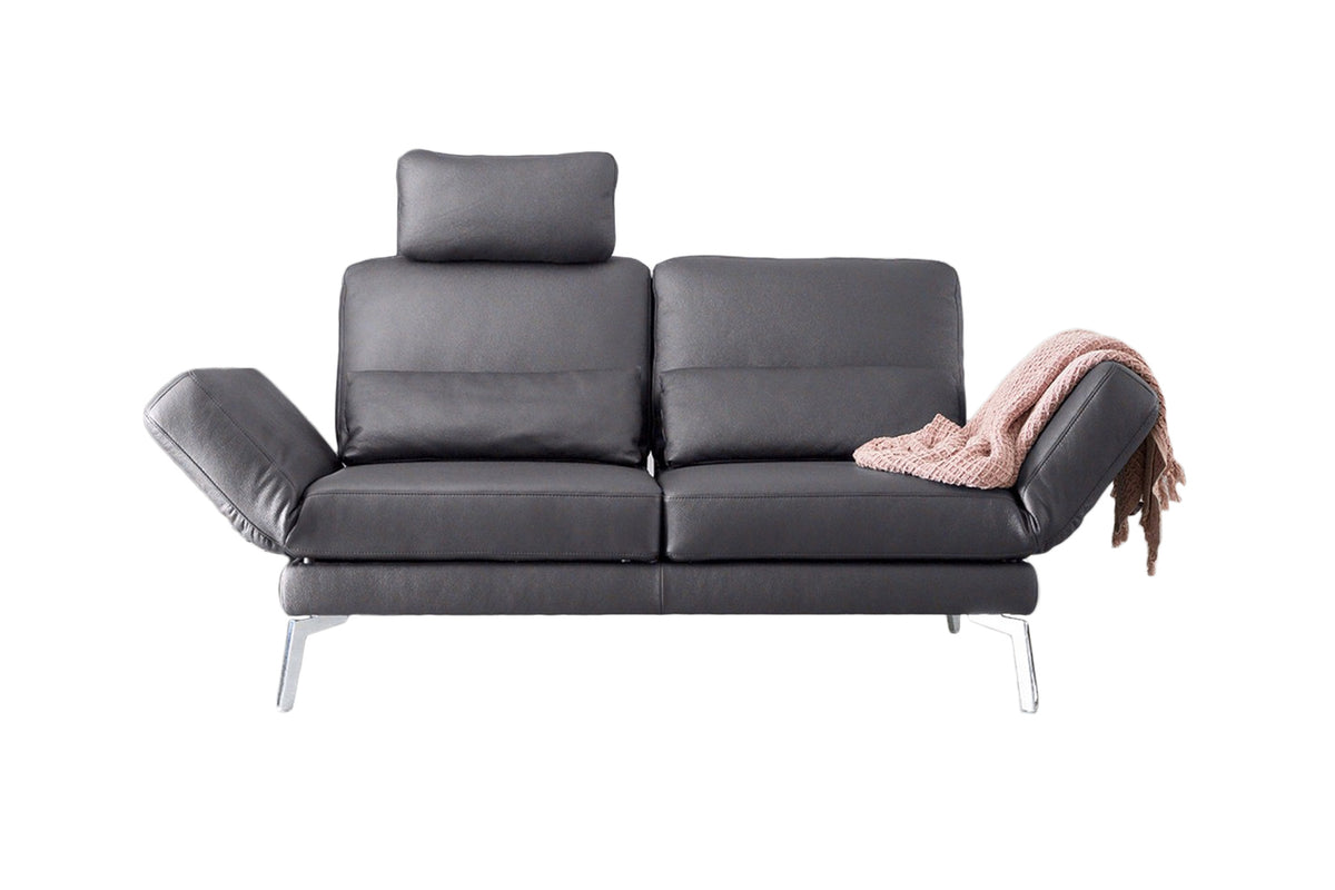 KAWOLA Sofa HURRICANE 2-Sitzer Leder dunkelgrau