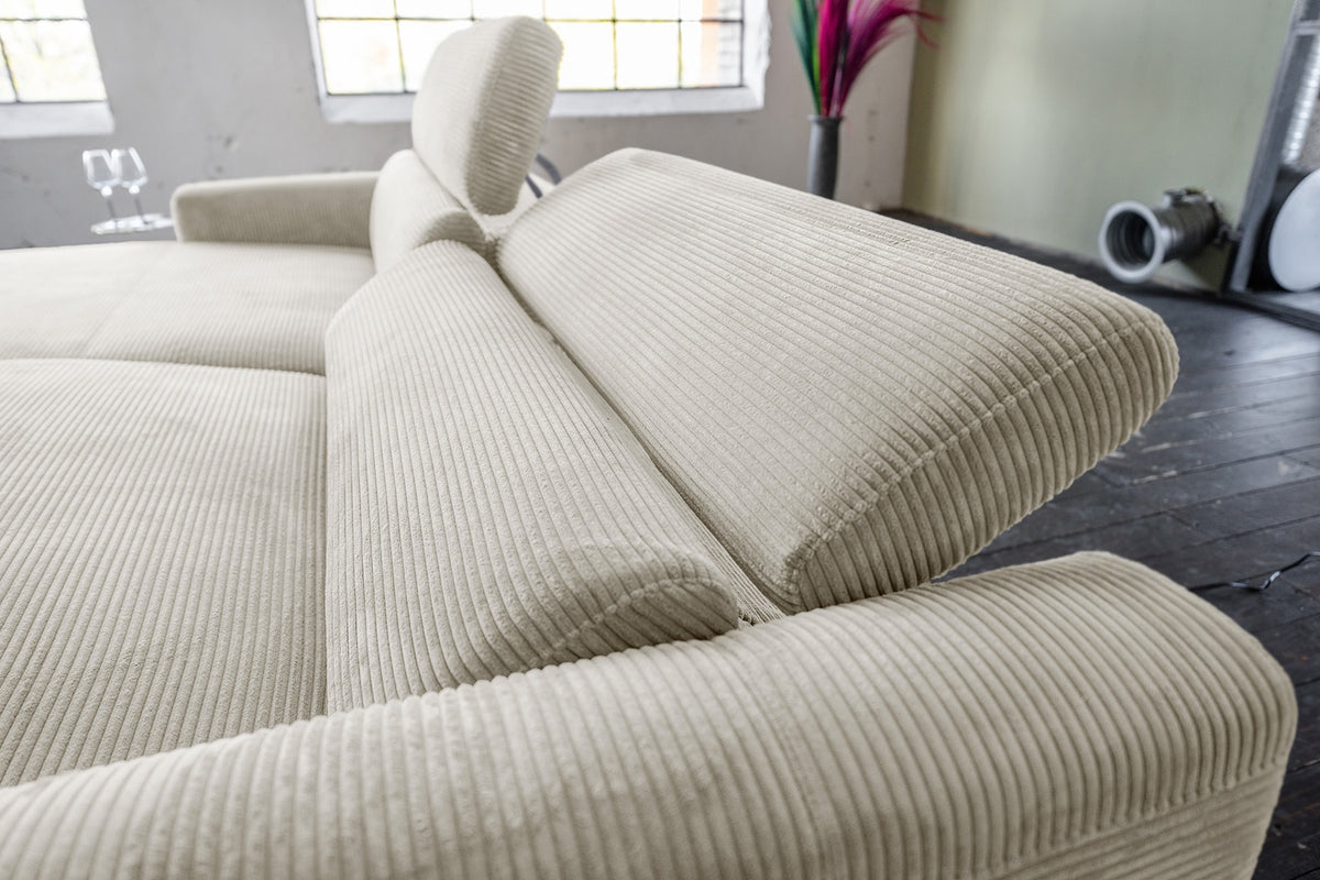 KAWOLA Sofa LAISKA Ecksofa Cord cremeweiß