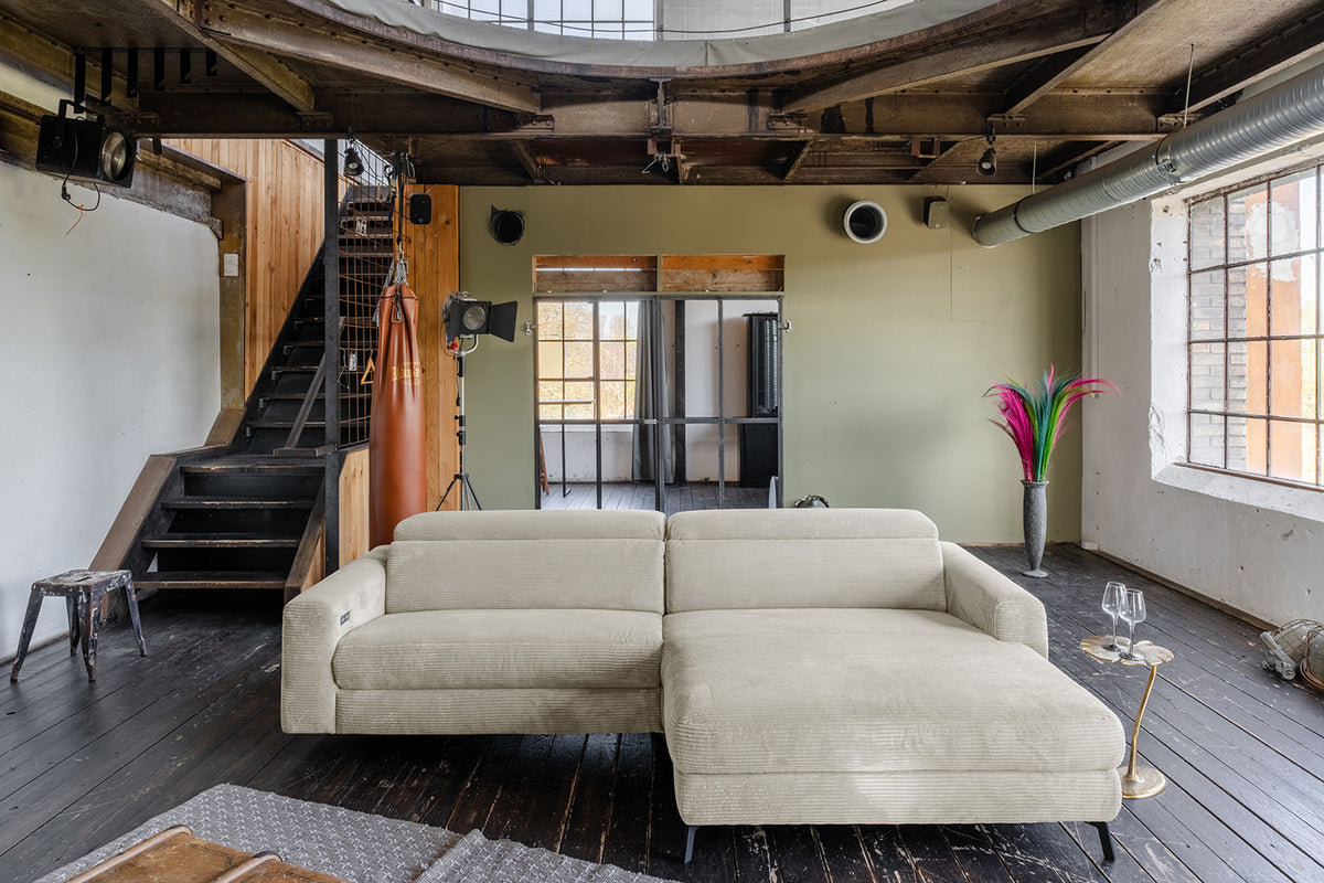 KAWOLA Sofa LAISKA Ecksofa Cord cremeweiß