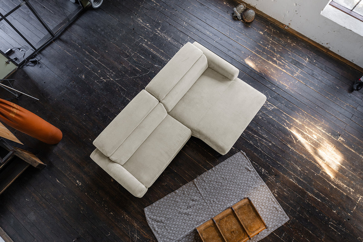 KAWOLA Sofa LAISKA Ecksofa Cord cremeweiß