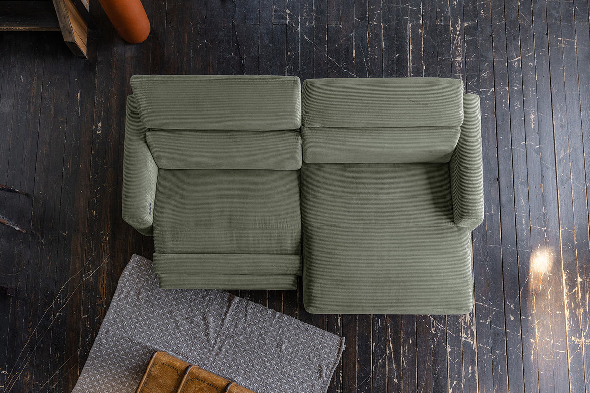 KAWOLA Sofa LAISKA Ecksofa Relaxfunktion teilmotorisch Cord olivgrün