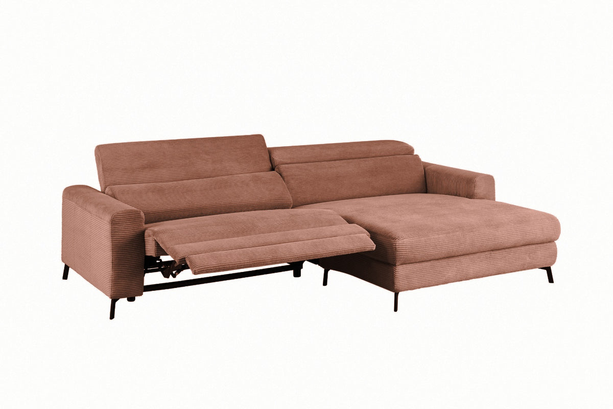 KAWOLA Sofa LAISKA Ecksofa Relaxfunktion teilmotorisch Cord rost