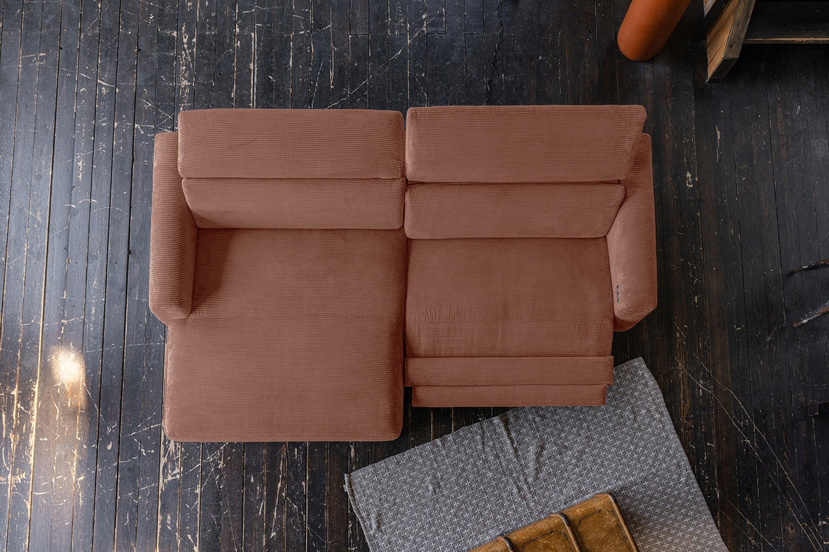 KAWOLA Sofa LAISKA Ecksofa Relaxfunktion teilmotorisch Cord rost