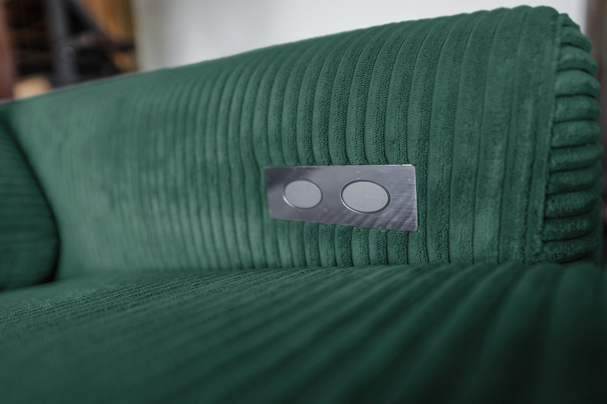 KAWOLA Sofa LAISKA Ecksofa Relaxfunktion teilmotorisch Cord smaragd