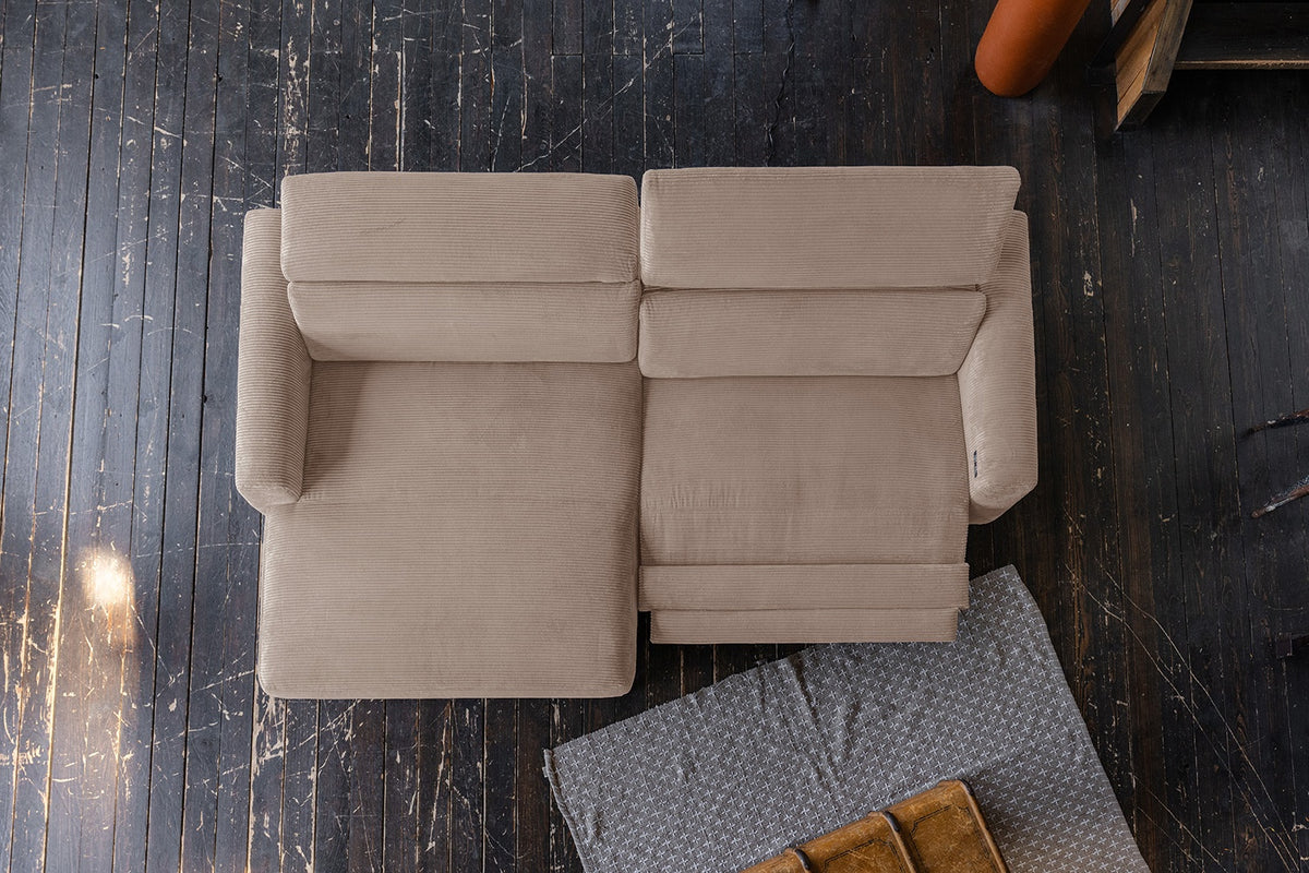 KAWOLA Sofa LAISKA Ecksofa Relaxfunktion teilmotorisch Cord taupe