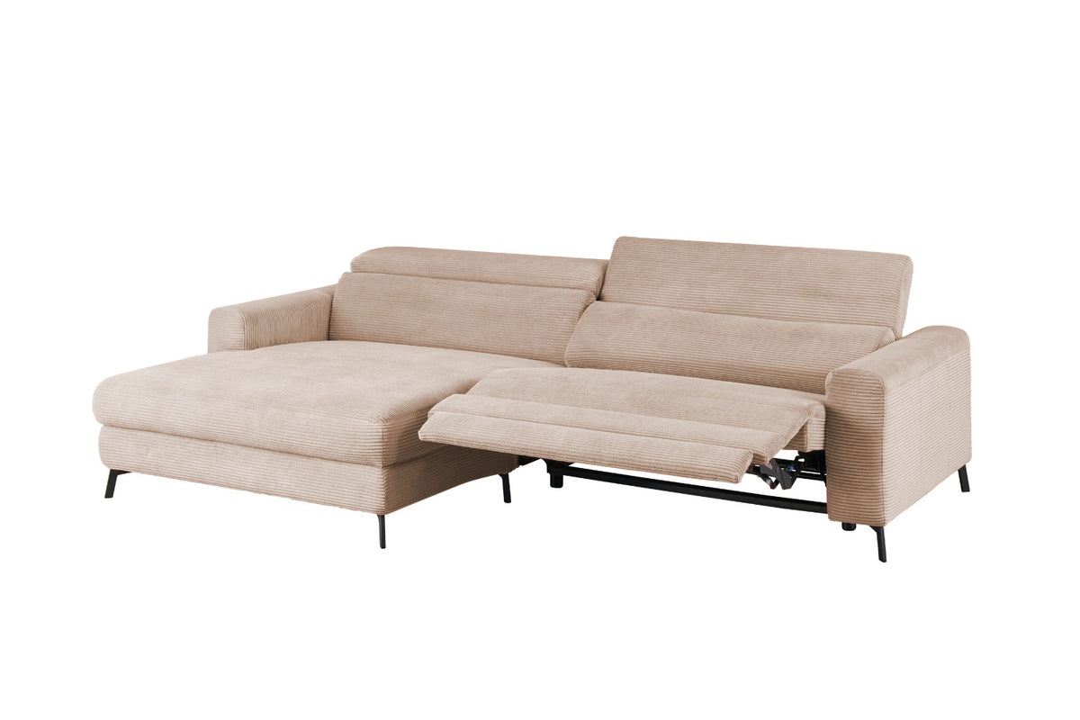 KAWOLA Sofa LAISKA Ecksofa Relaxfunktion teilmotorisch Cord taupe