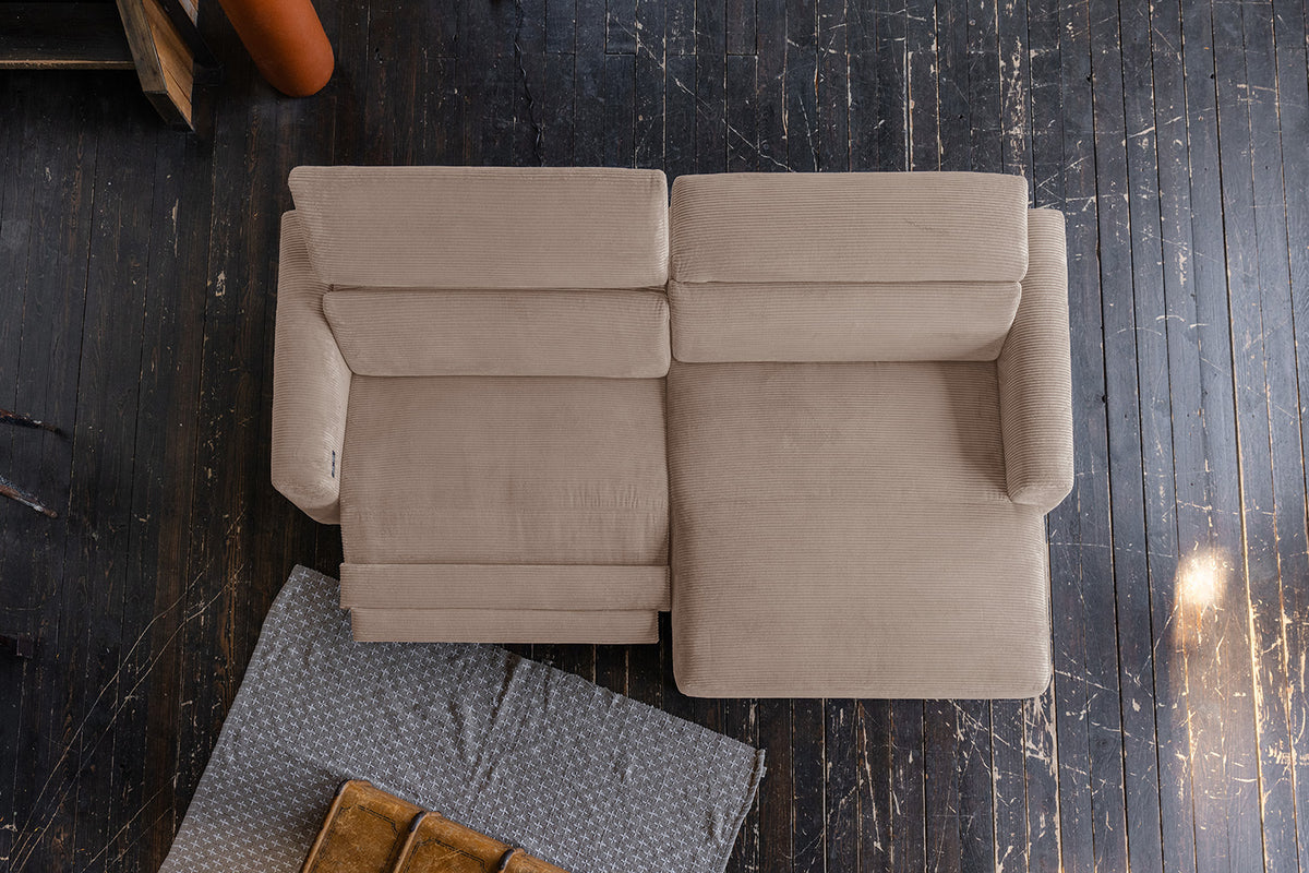 KAWOLA Sofa LAISKA Ecksofa Relaxfunktion teilmotorisch Cord taupe