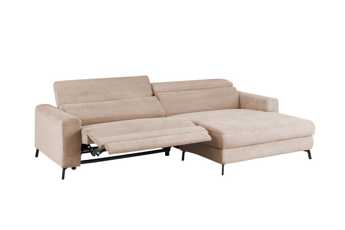 KAWOLA Sofa LAISKA Ecksofa Relaxfunktion teilmotorisch Cord taupe