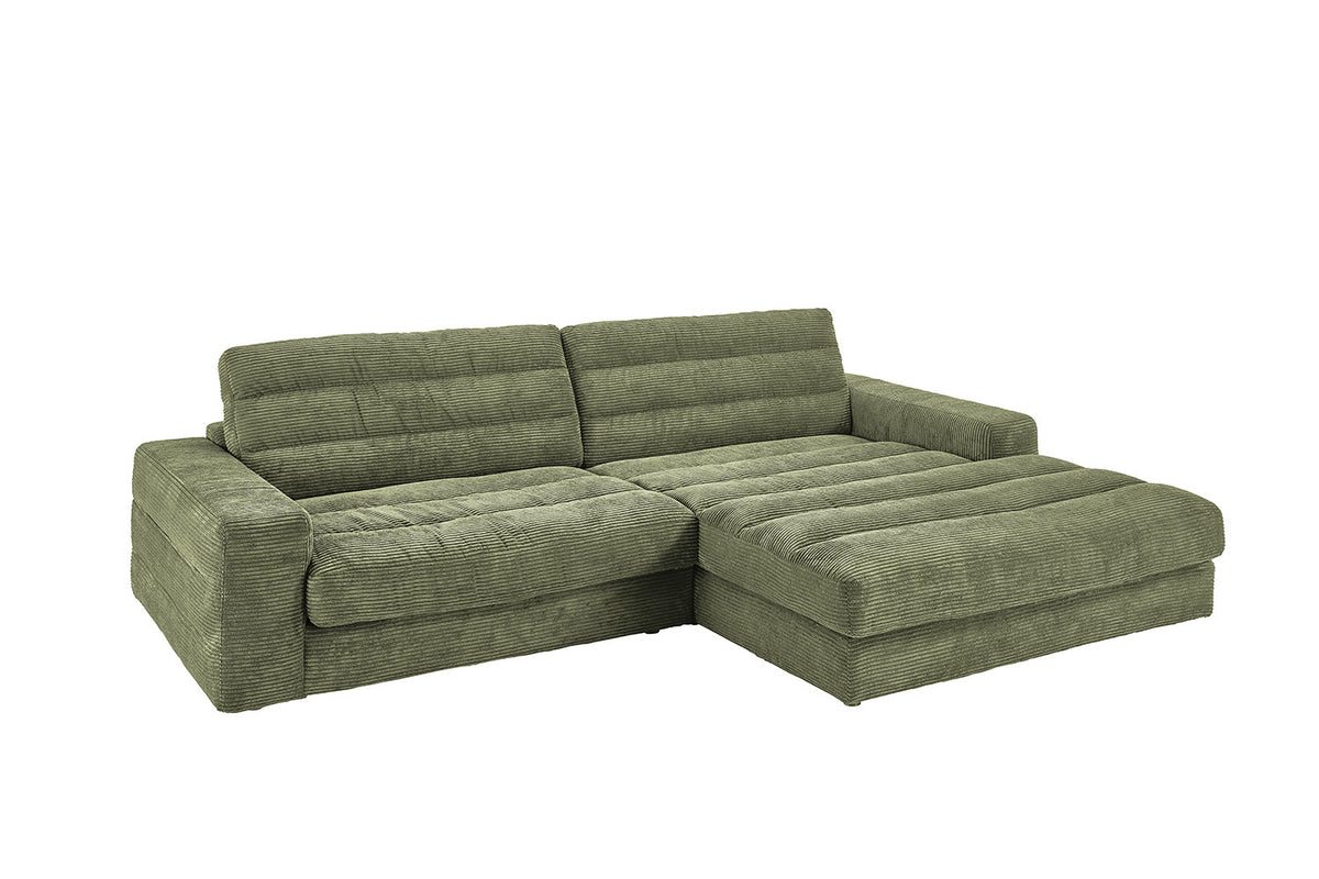 KAWOLA Sofa LANA Ecksofa Cord olivgrün