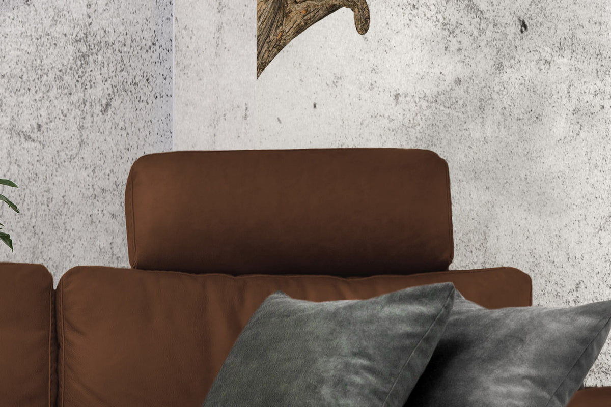 KAWOLA Sofa LOLA Ecksofa Leder braun mit motorischer Relaxfunktion