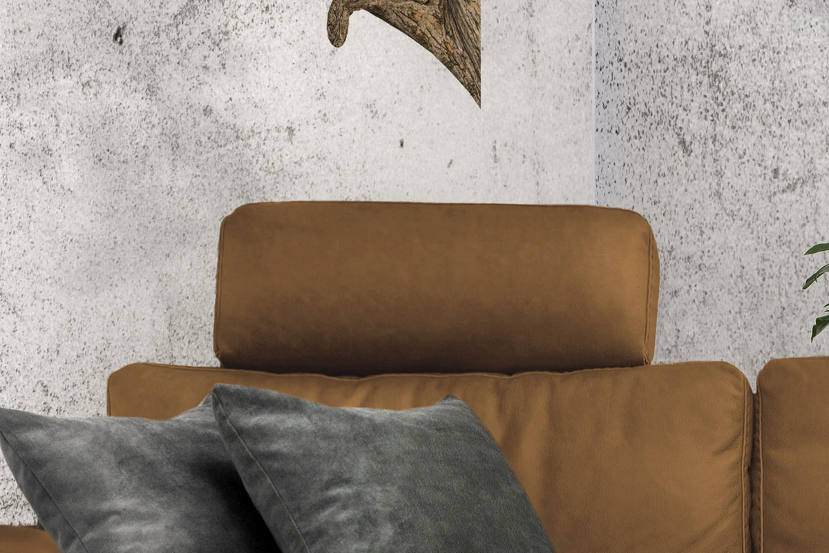 KAWOLA Sofa LOLA Ecksofa Leder cognac mit motorischer Relaxfunktion