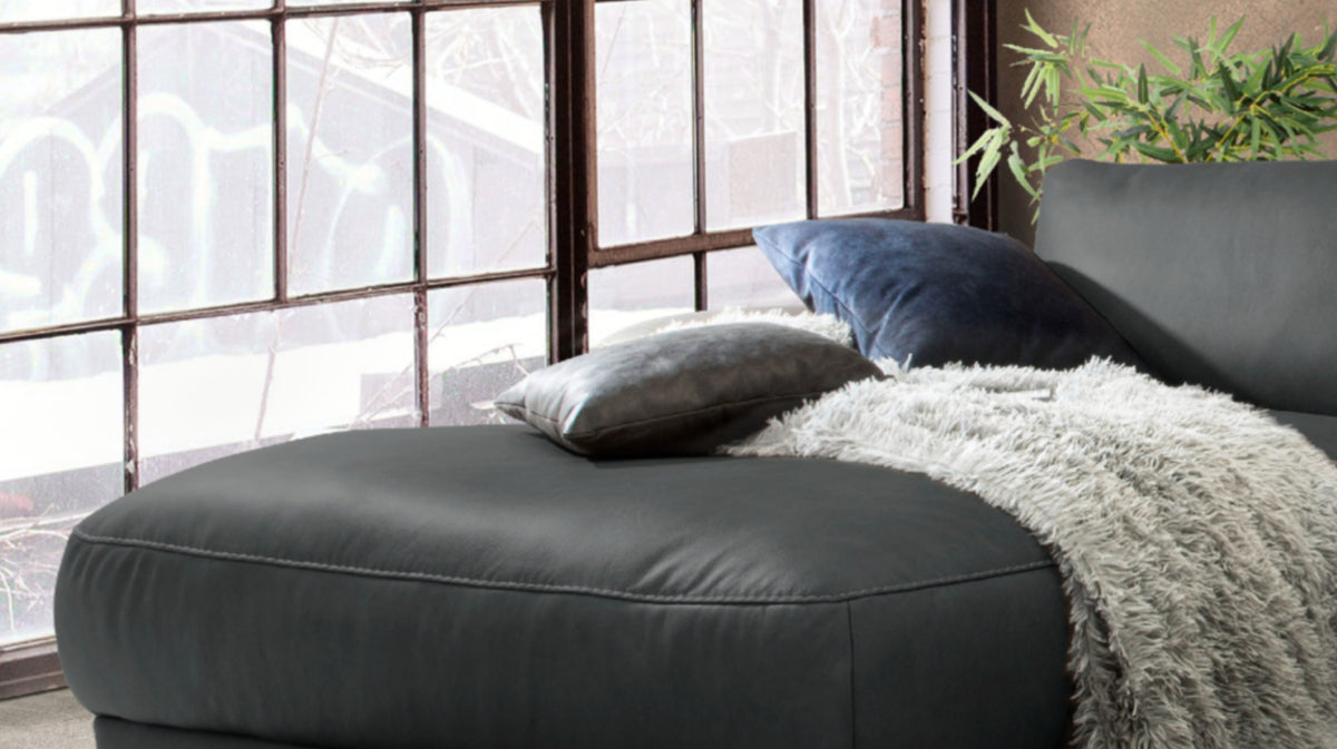KAWOLA Sofa LOLA Ecksofa Leder schwarz mit motorischer Relaxfunktion
