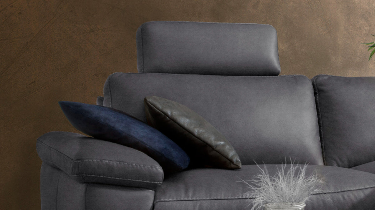 KAWOLA Sofa LOLA Ecksofa Stoff schwarz mit motorischer Relaxfunktion