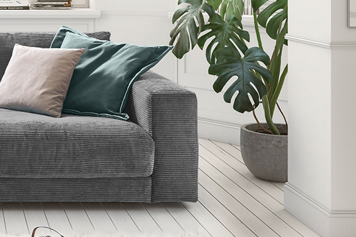 KAWOLA Sofa MADELINE 2-Sitzer Cord grau