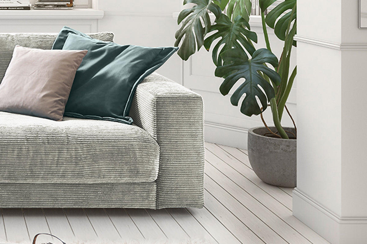 KAWOLA Sofa MADELINE 2-Sitzer Cord hellgrau