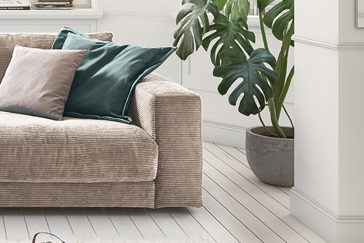 KAWOLA Sofa MADELINE 2-Sitzer Cord taupe