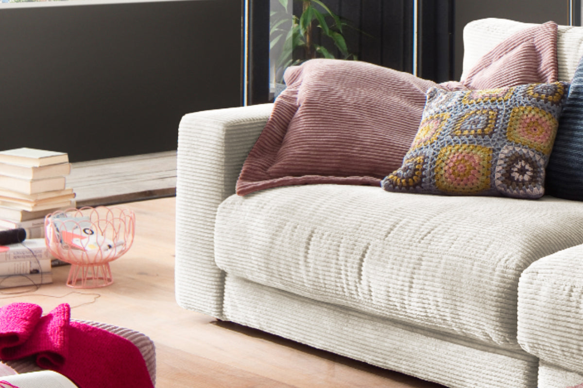 KAWOLA Sofa MADELINE 3-Sitzer Cord cremeweiß
