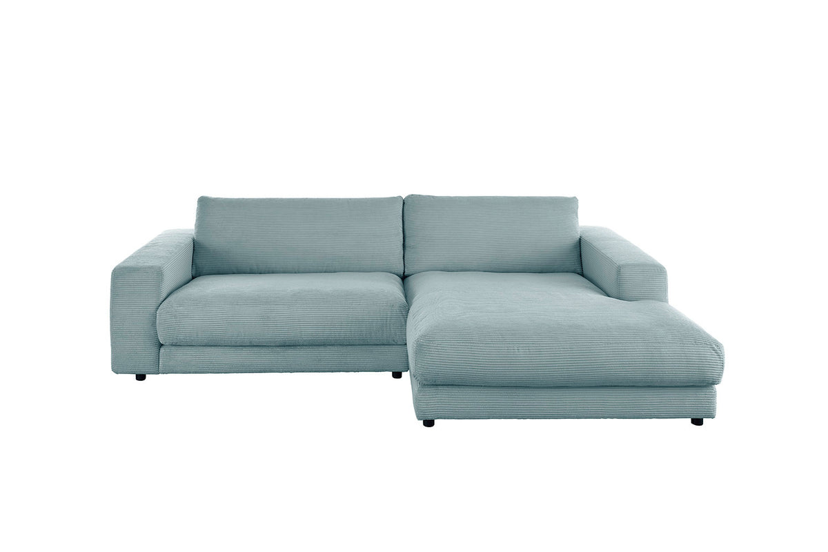 KAWOLA Sofa MADELINE Ecksofa Cord mit Longchair hellblau