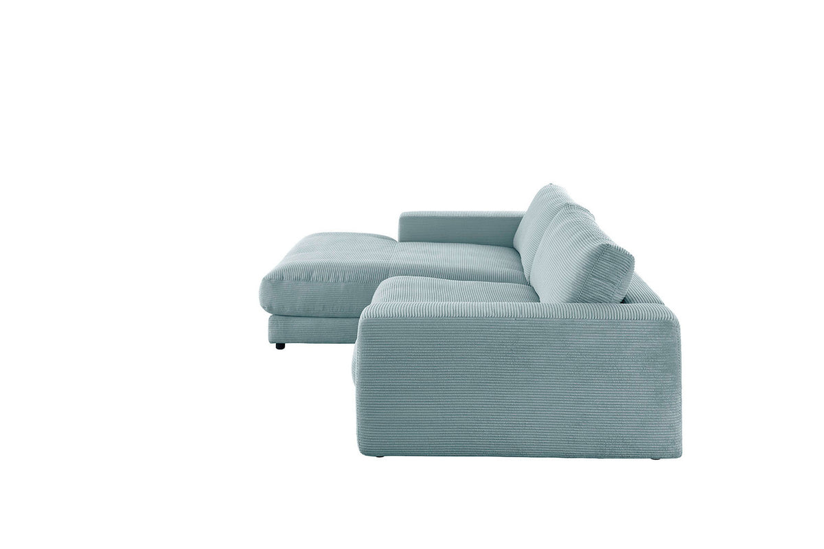 KAWOLA Sofa MADELINE Ecksofa Cord mit Longchair hellblau