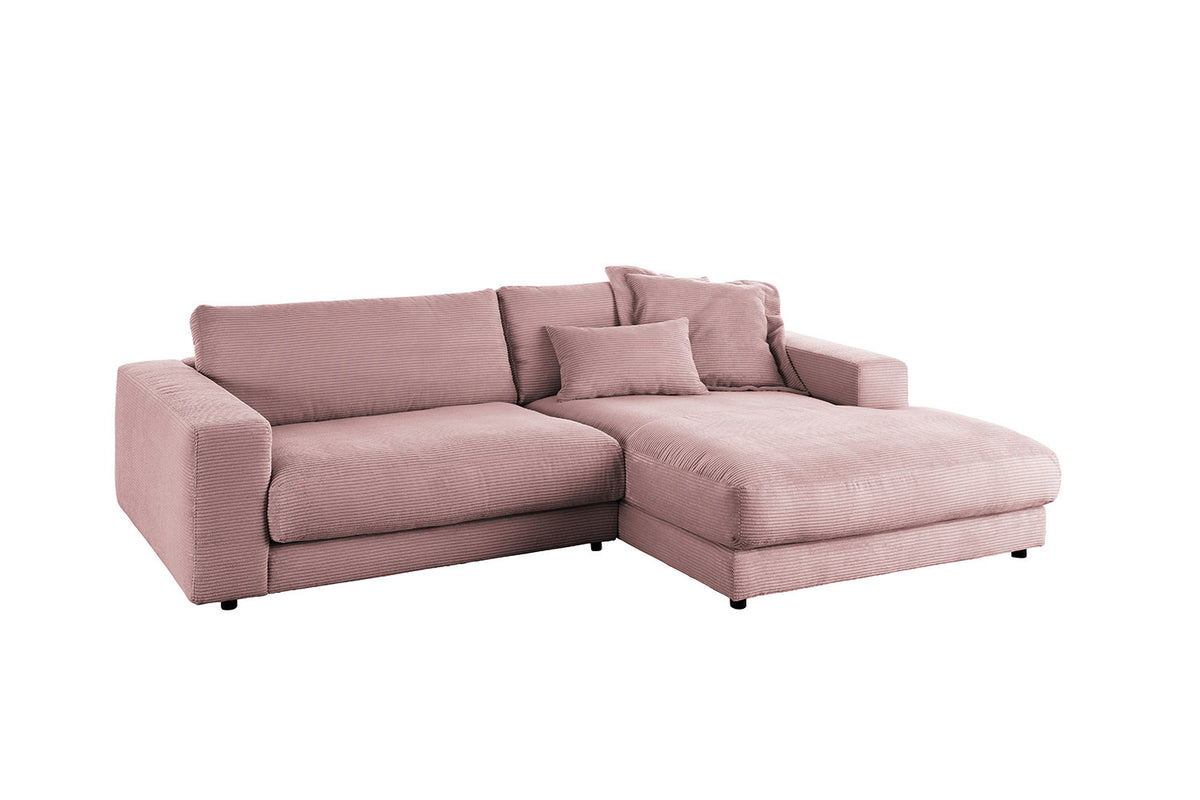 KAWOLA Sofa MADELINE Ecksofa Cord mit Longchair rosa