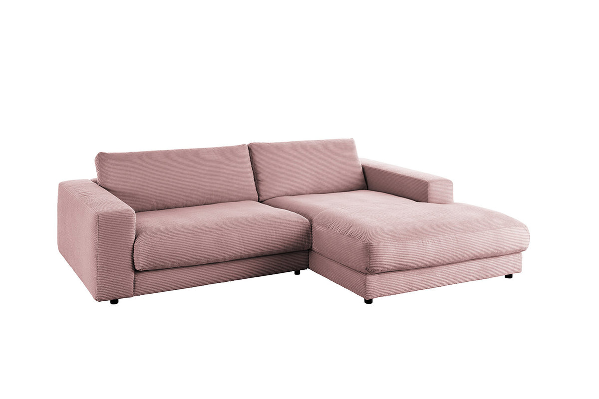 KAWOLA Sofa MADELINE Ecksofa Cord mit Longchair rosa