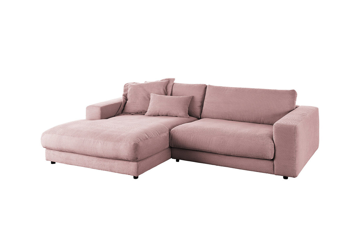 KAWOLA Sofa MADELINE Ecksofa Cord mit Longchair rosa