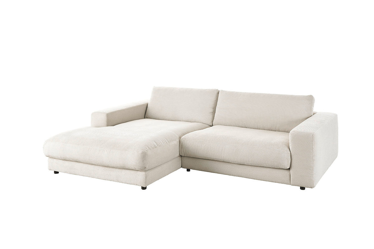 KAWOLA Sofa MADELINE Ecksofa mit Longchair Cord cremeweiß