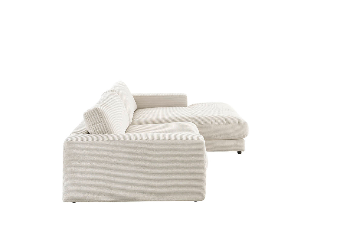 KAWOLA Sofa MADELINE Ecksofa mit Longchair Cord cremeweiß