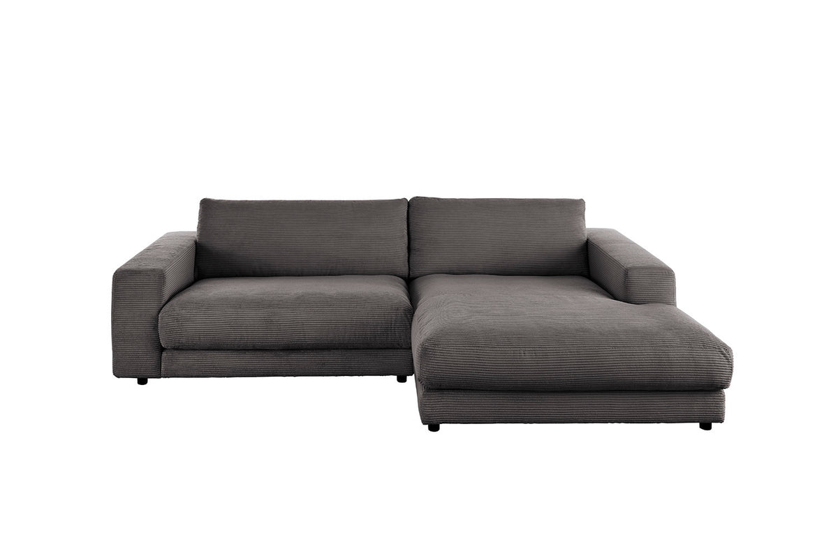 KAWOLA Sofa MADELINE Ecksofa mit Longchair Cord grau